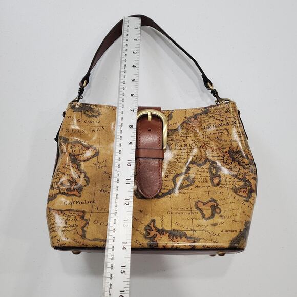 Patricia Nash Whimsy Pirate Fairy Bag Brown Map Print Leather Shoulder Bag Purse - Picture 10 of 14